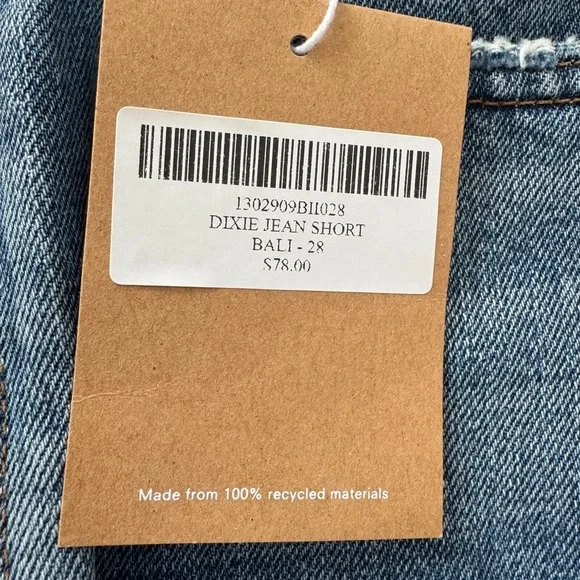 Reformation Jeans Womens Blue Dixie Fly Button High Rise Jeans Shorts Size 28 - Picture 2 of 8